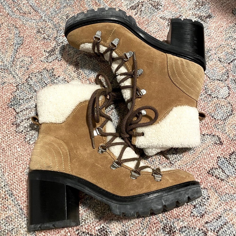 Marc Fisher Daven Lace up Shearling Boots
